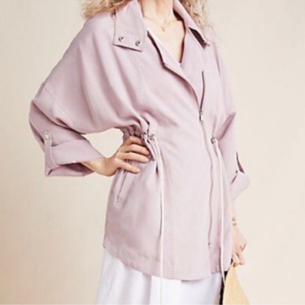 Anthropologie Danuta Cupro Dolman Sleeve Cinched Waist Light Jacket